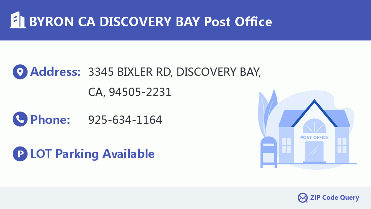 Post Office:BYRON CA DISCOVERY BAY