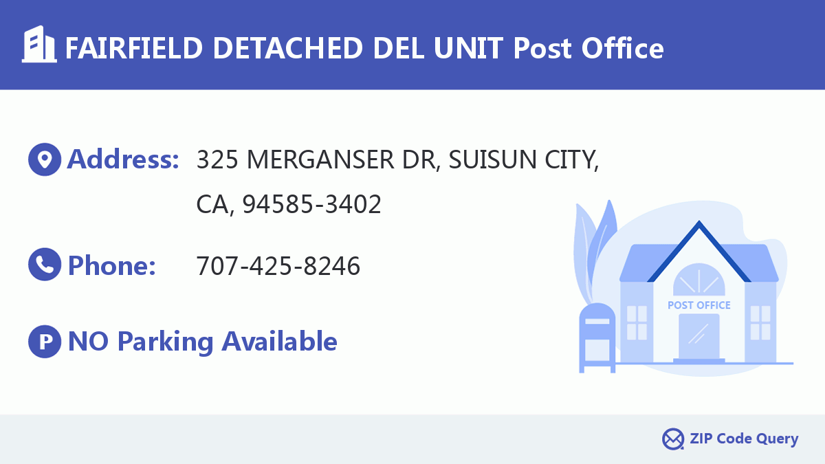Post Office:FAIRFIELD DETACHED DEL UNIT