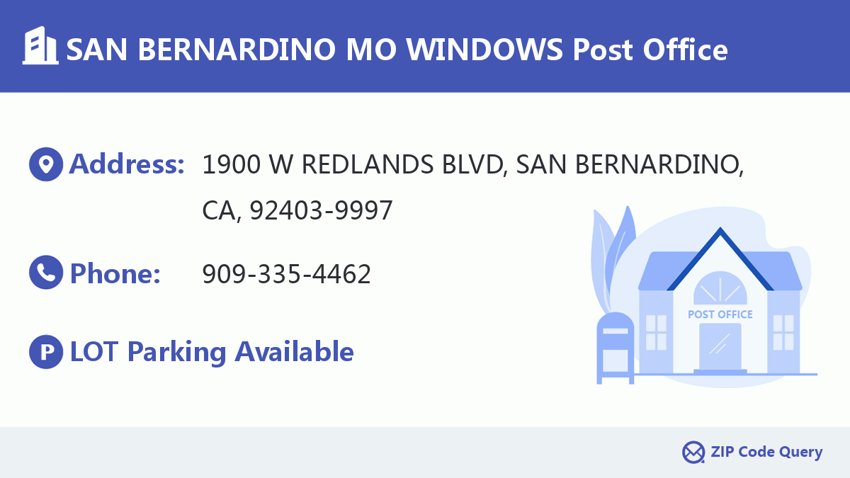Post Office:SAN BERNARDINO MO WINDOWS